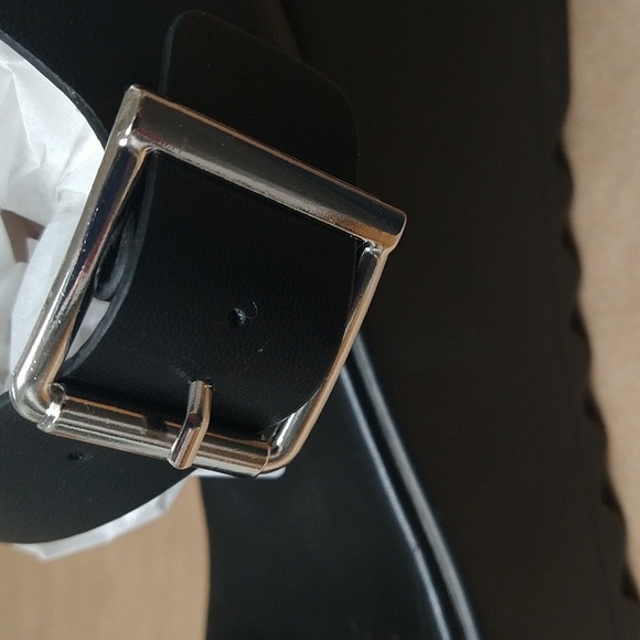 New with Tags, Forever 21 Black Wedge Sandals with Silver Buckles in size 7 - Picture 7 of 11